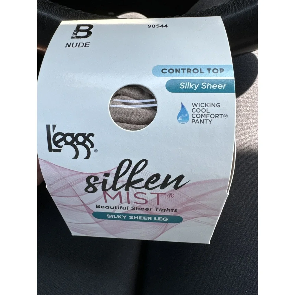 L'eggs Silken‎ Mist Control Top Silky Sheer Leg Tights Pantyhose Nude Size B New